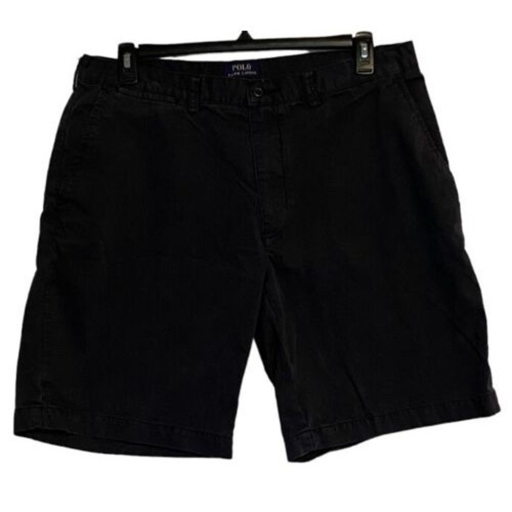 Polo Ralph Lauren Chino Flat Front Shorts Mens 36 Navy Blue 100% Cotton